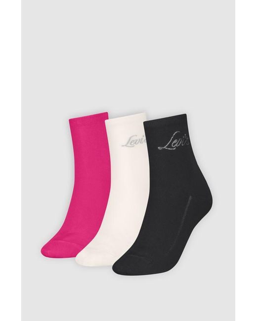 Levi's Pink Short Cut Shine Star Socks 3 Pack