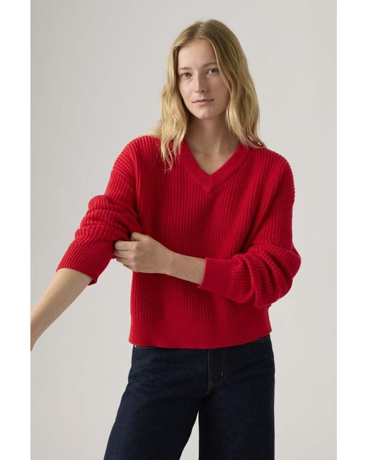 Levi's Red Reese V Neck Sweater