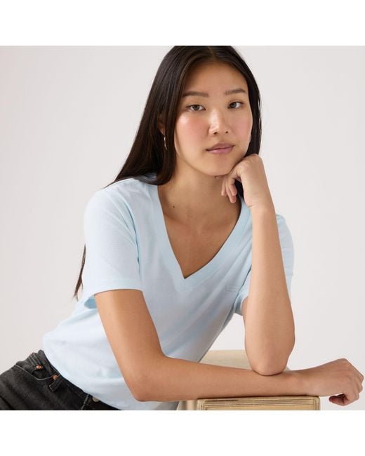 Levi's Gray Favorite Cotton V Neck Tee