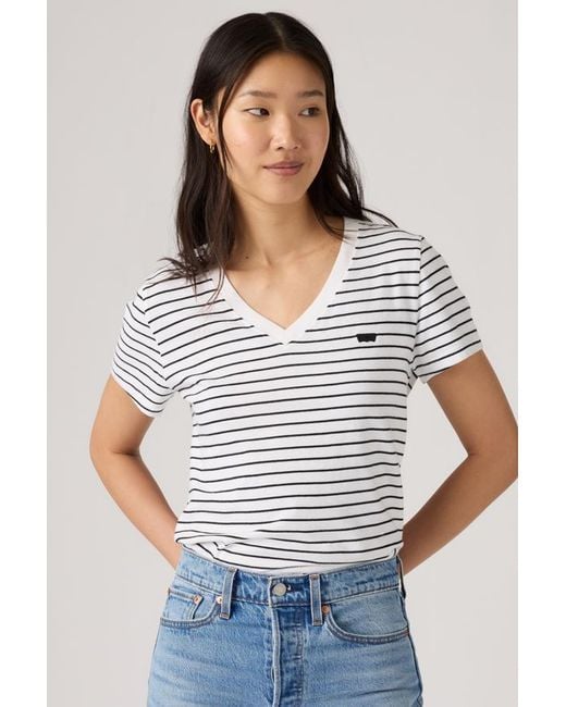 Levi's White Favorite Cotton V Neck Tee