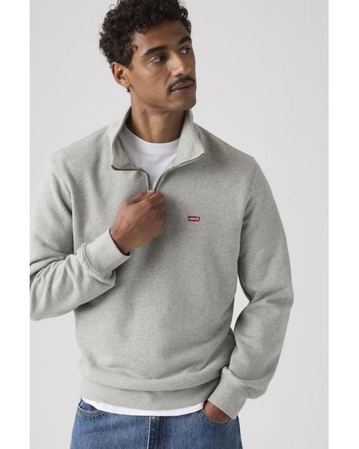 Levi's Gray Original Housemark Quarter Zip Pullover for men