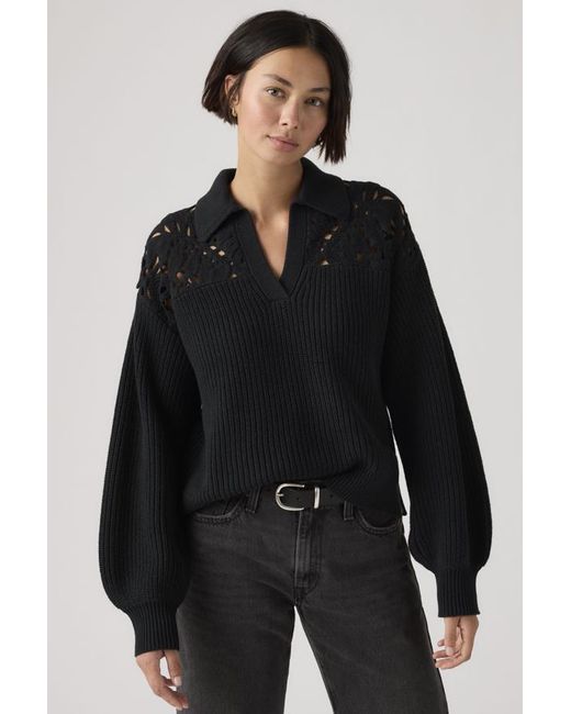 Levi's Black Bianca Crochet Polo Sweater