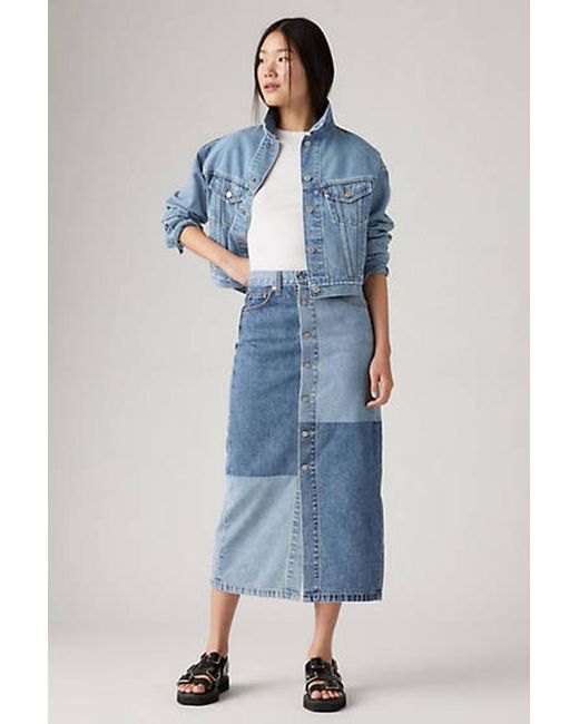 Levi's Button Midirok in het Blue