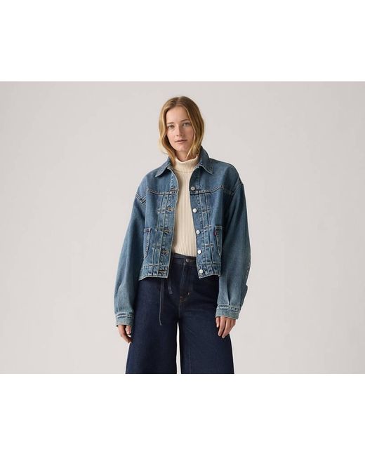 Levi's Trucker Jacket Met Ballonmouwen in het Blue