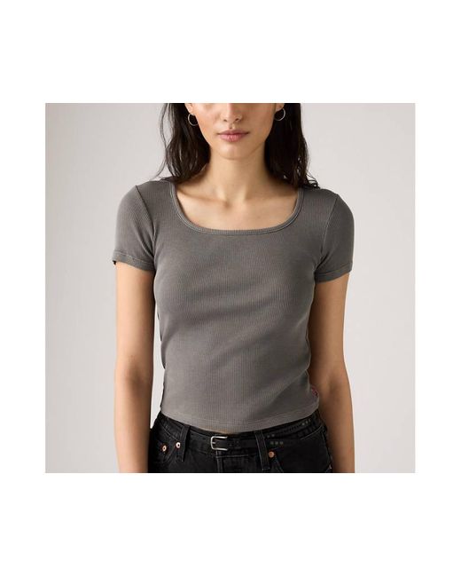 T Shirt Essential Con Scollo Squadrato di Levi's in Gray