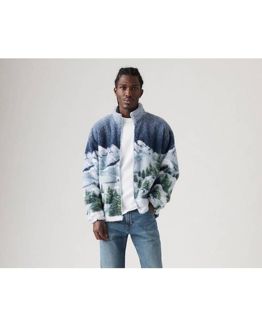 Levi's Jacquard Sherpa Full Zip Sweater in Blue for Men Lyst UK