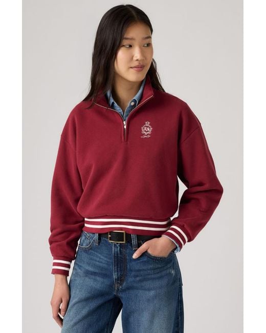 Levi's Red Graphic Everyday Quarter Zip Sweatshirt