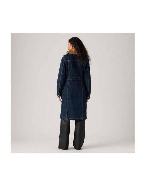 Giacca Trucker Lunga Con Pelliccia di Levi's in Blue