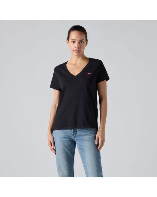 Levi's Het Perfect T Shirt V Hals in het Black