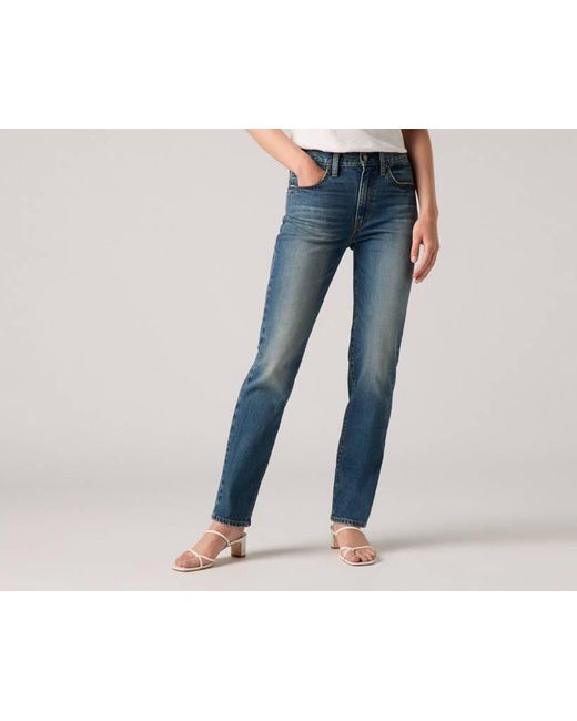 Levi's Blue 724 High Rise Straight Jeans