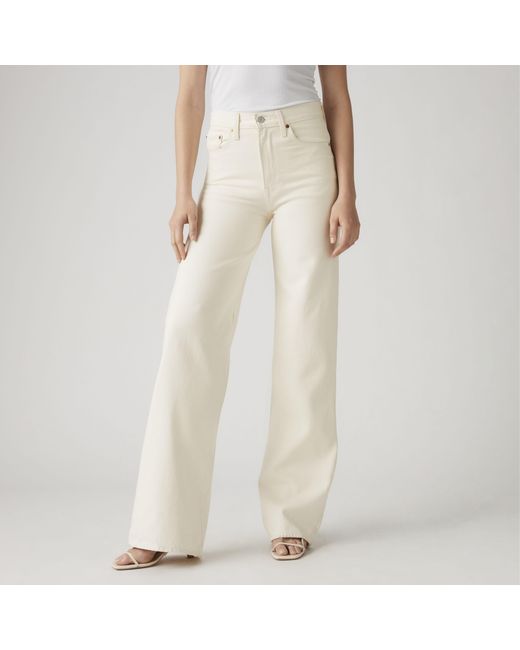 Levi's White Ribcage Wide Leg Jeans