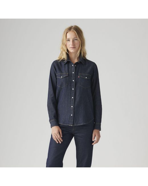 Levi's Blue Iconic Western Linen+ Denim Shirt