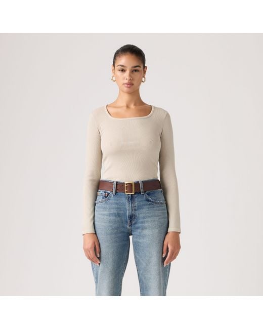 Levi's Blue Essential Squared Neck Long Sleeve Top
