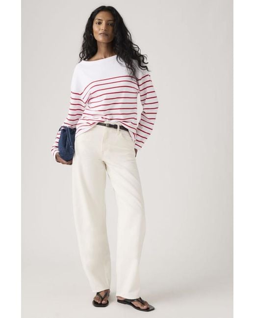 Levi's White Baggy Dad Barrel Lightweight Jeans