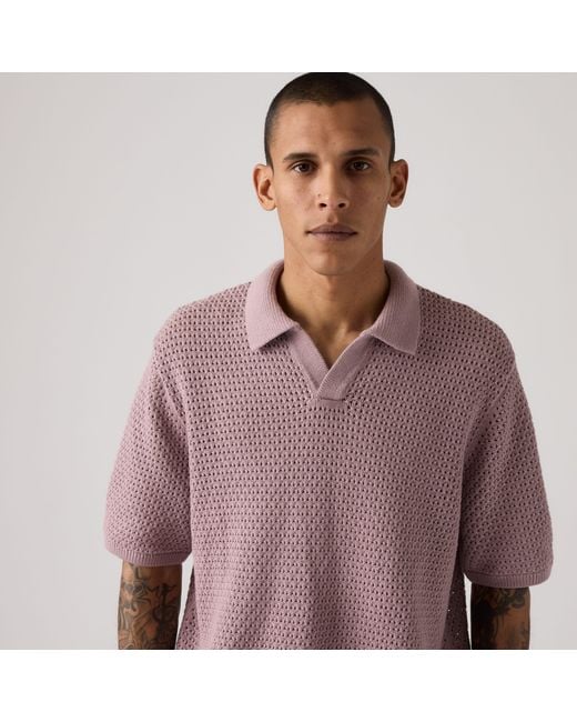 Levi's Purple Dillon Open Collar Polo for men