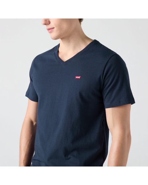 Levi's Blue Classic Housemark V Neck Tee for men