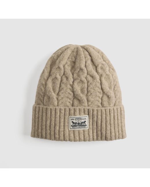 Levi's Natural Holiday Cable Knit Backpatch Beanie