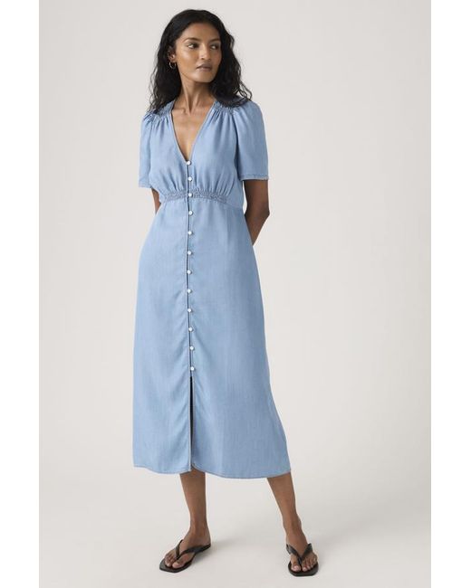 Levi's Blue Paola Short Sleeve Midi Dress