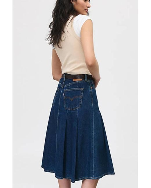 Levi's Blue Pleated Midi Skirt
