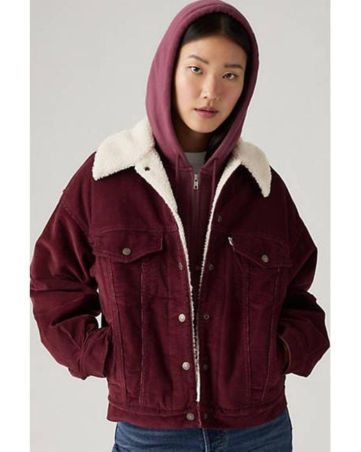 Levi's 90's Sherpa Corduroy Trucker Jacket in het Red