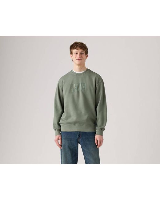 Felpa A Girocollo Comoda Con Stampa di Levi's in Green da Uomo