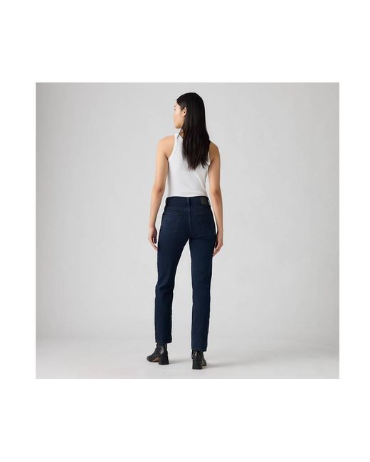Jeans 724 Dritti A Vita Alta di Levi's in Blue