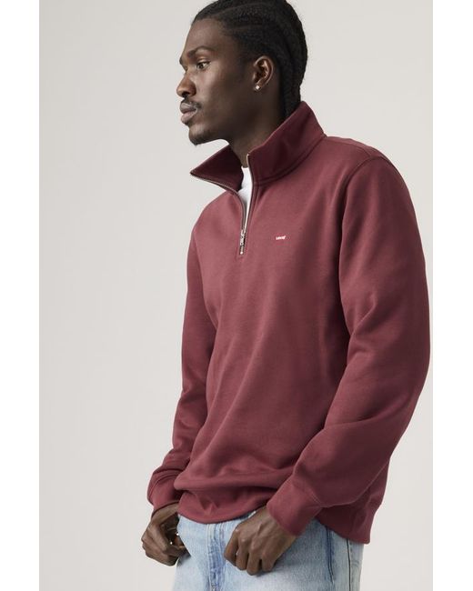 Levi's Red Housemark Quarter Zip Pullover for men