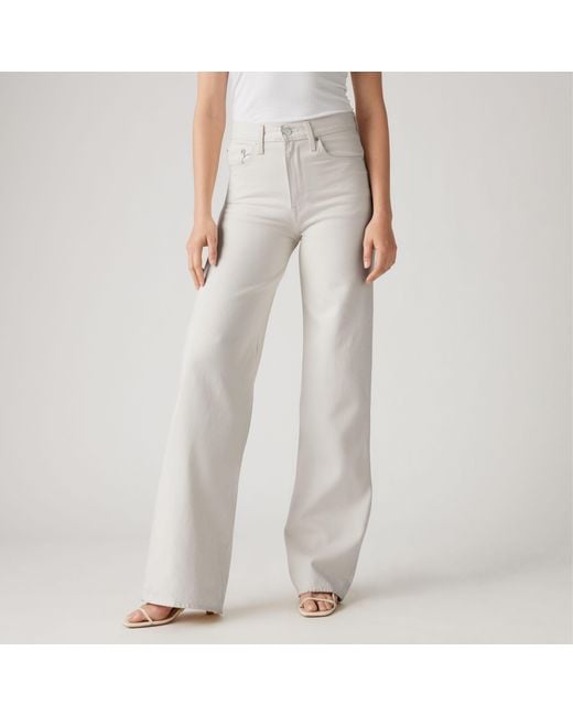 Levi's White Ribcage Wide Leg Linen Trousers