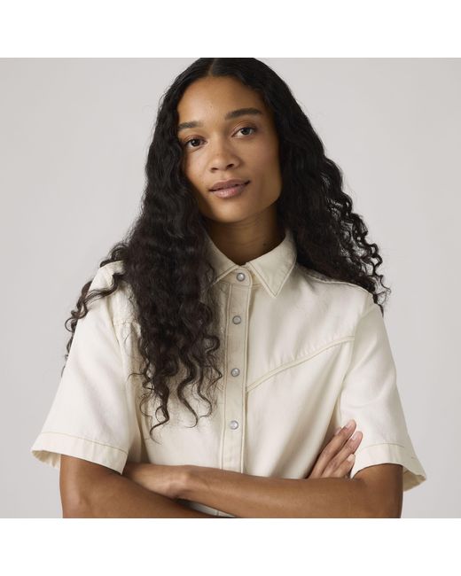 Levi's White Logan Short Sleeve Denim Shirt