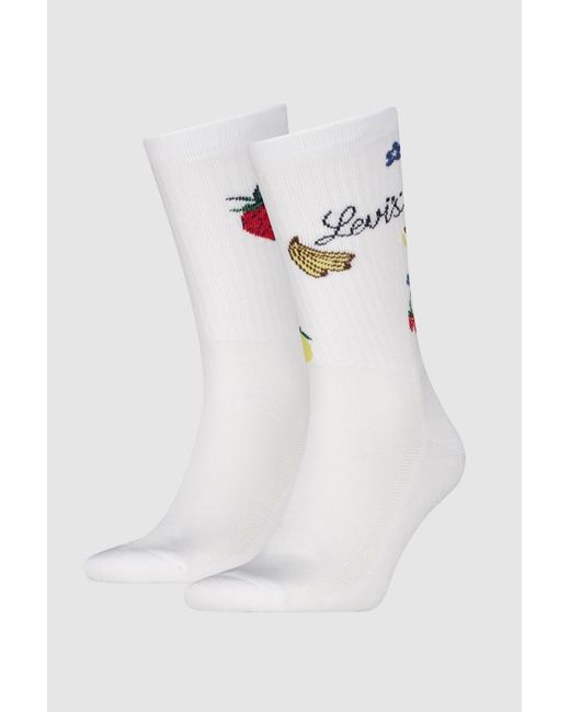 Levi's White Regular Cut Fruit Socks 2 Pack for men