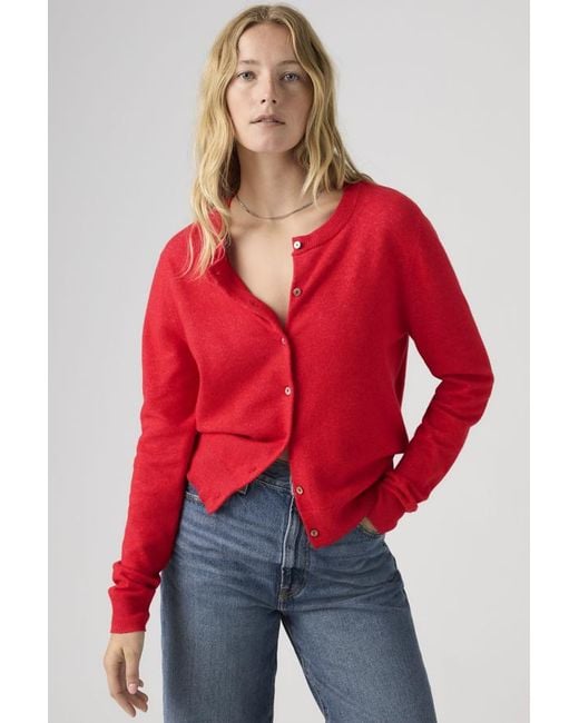 Levi's Red Supersoft Crewneck Cardigan