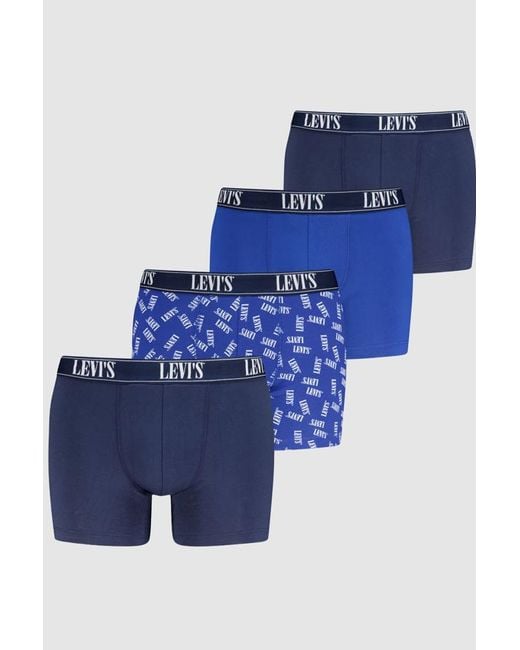 Levi's Blue Serif Boxer Brief 4 Pack for men