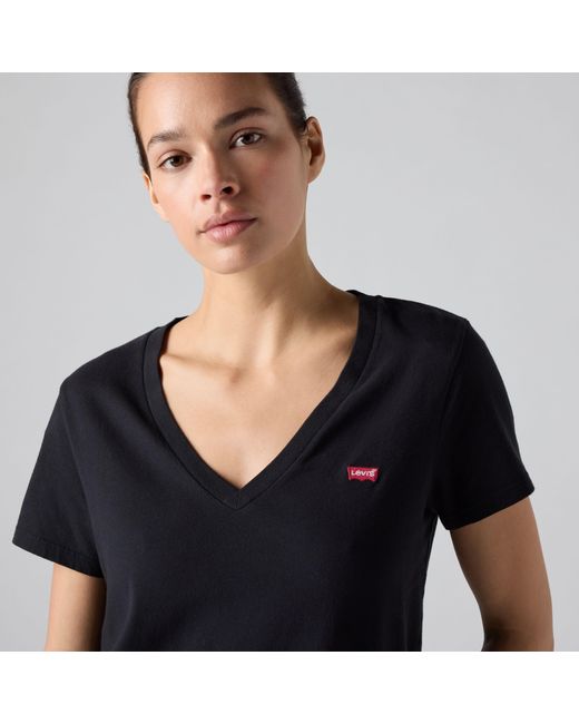 Levi's Het Perfect T Shirt V Hals in het Black