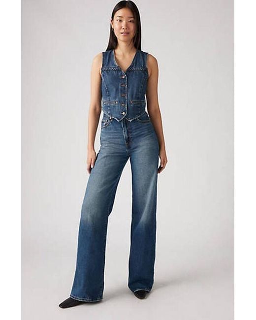 Levi's Ribcage Jeans Met Wijde Pijpen in het Blue
