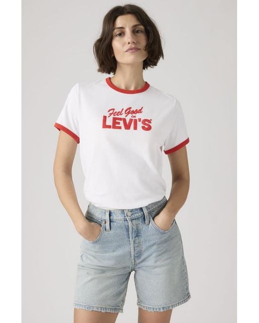Levi's White Graphic Favorite Ringer Tee