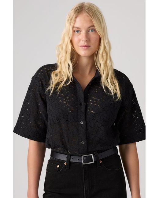 Levi's Black Harlie Short Sleeve Lace Shirt