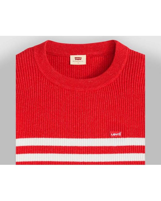 Pull Over Col Rond Maille Côtelée Levi's en coloris Red