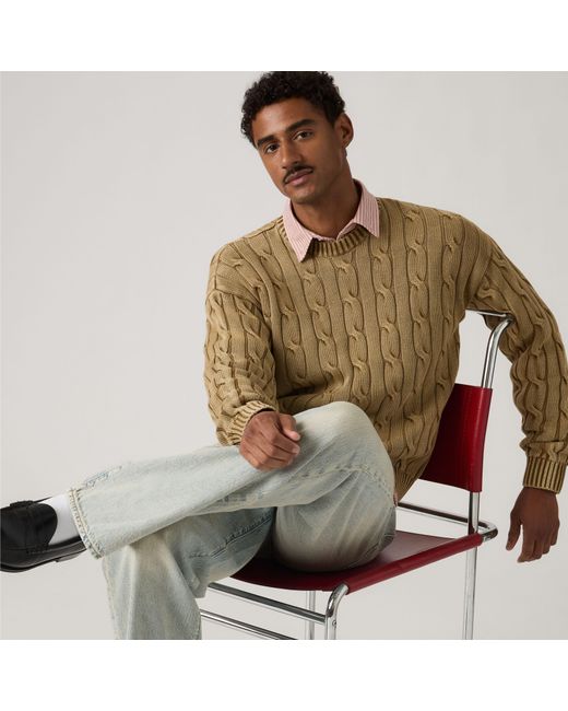 Levi's Brown Carmel Cable Crewneck Sweater for men