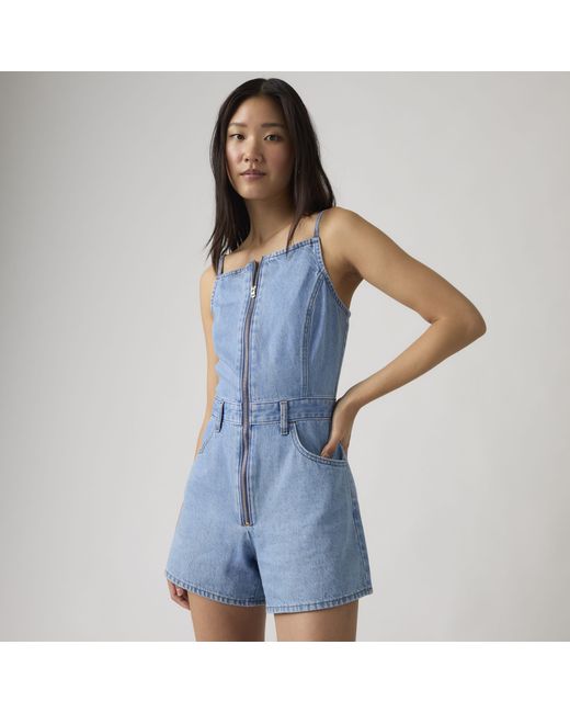 Levi's Blue Square Neck Lightweight Jumpsuit
