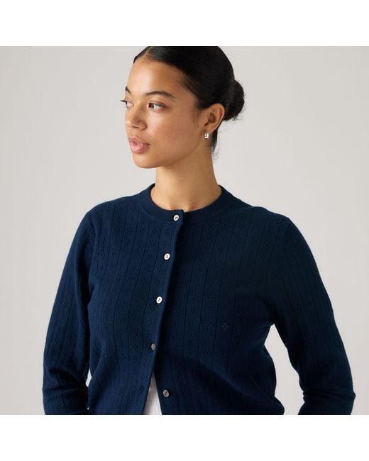 Levi's Blue Supersoft Pointelle Crewneck Cardigan