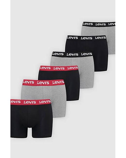 Boxer Parigamba Con Logo Confezione Da 6 di Levi's in Gray da Uomo