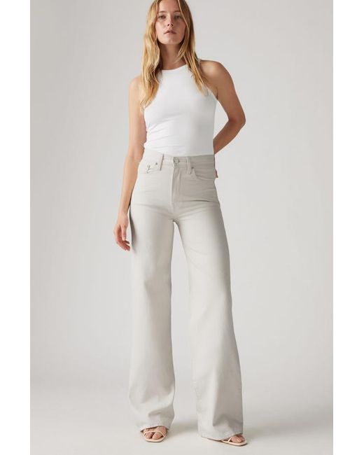 Levi's White Ribcage Wide Leg Linen Trousers
