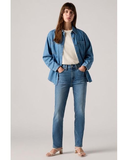 Levi's Blue 724 High Rise Straight Jeans