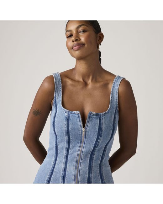 Levi's Blue Seamed Zip Dress