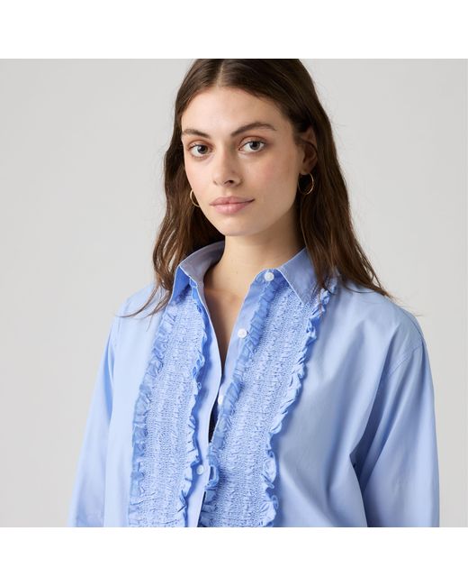 Levi's Blue Harlie Boyfriend Tuxedo Ruffle Shirt