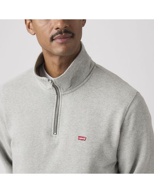 Levi's Gray Original Housemark Quarter Zip Pullover for men