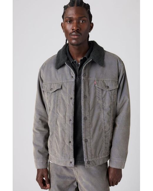 Levi's Gray Relaxed Sherpa Corduroy Trucker Jacket for men