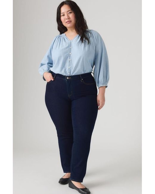 Levi's Blue 314 Shaping Straight Jeans (Plus Size)