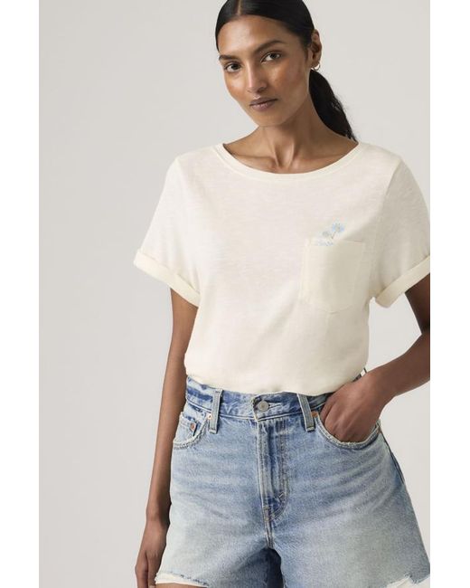 Levi's White Graphic Julie Pocket Tee