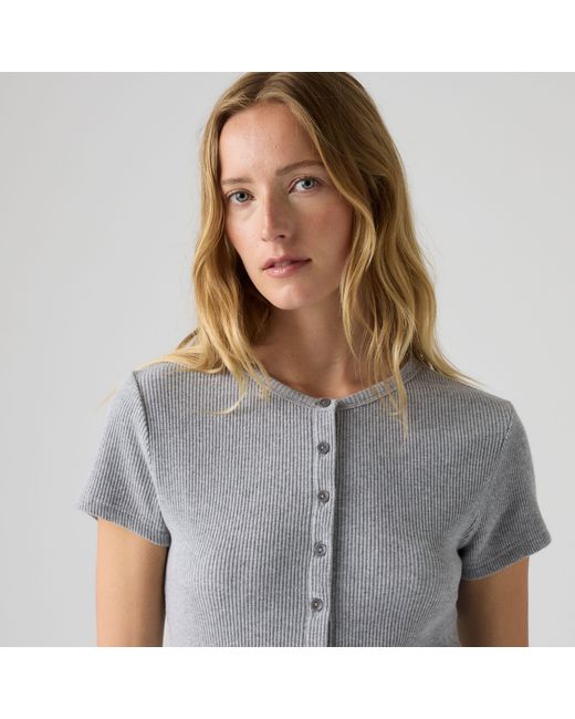 Rory Button Through Tee Levi's de color Gray